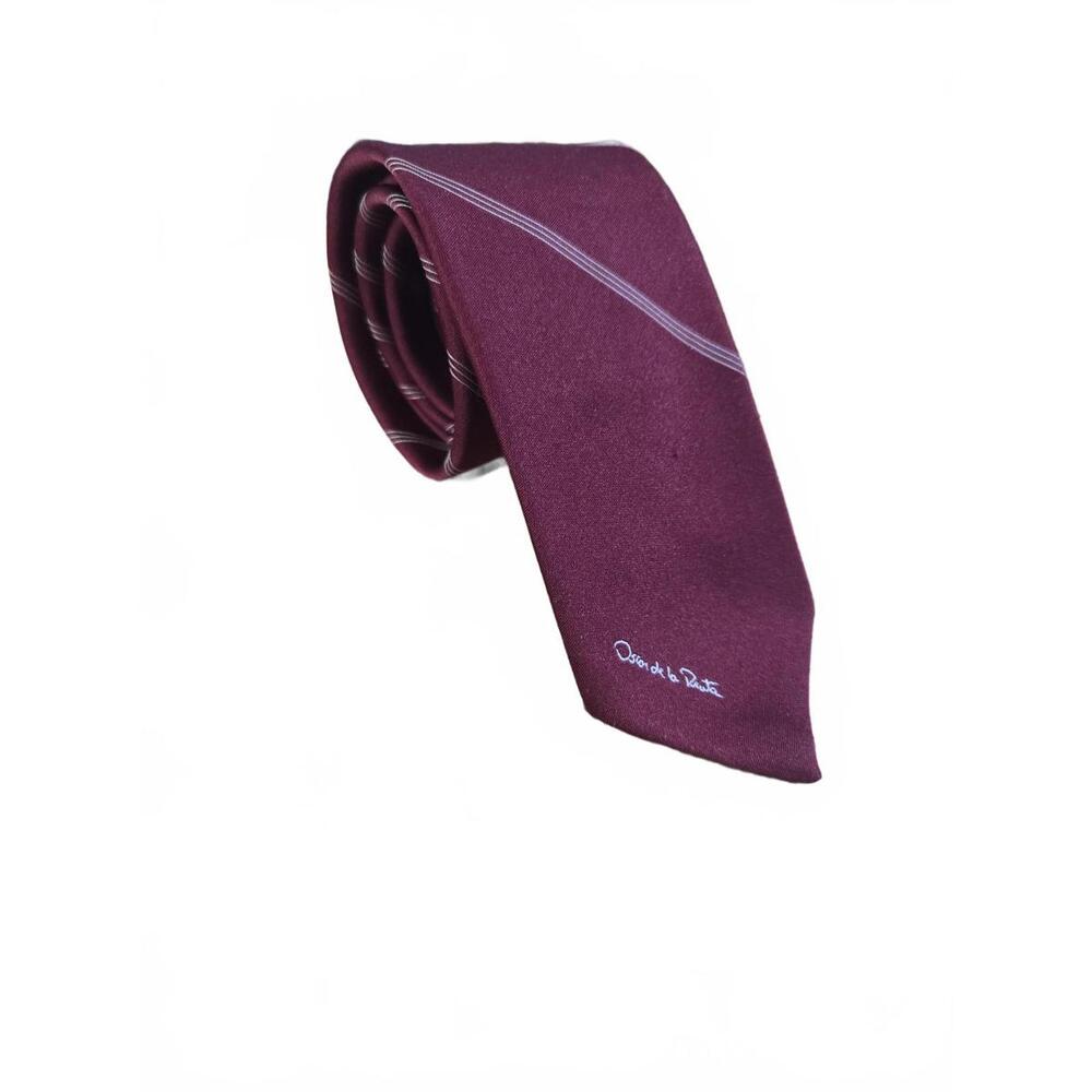 Vintage 70's Oscar de la Renta Burgundy Striped Silk Tie